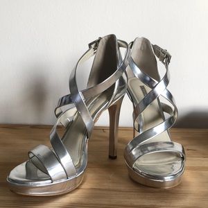 BCBG Generation Silver Strappy Heels